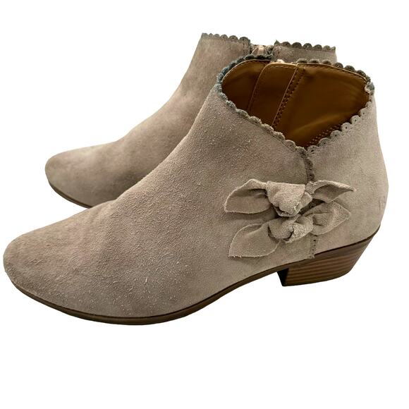 Jack Rogers Kali Suede Ankle Booties Gray 2 Bows Side Zip Prairie Size 6M - Picture 4 of 9